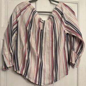 True craft women’s striped on or off the shoulder top